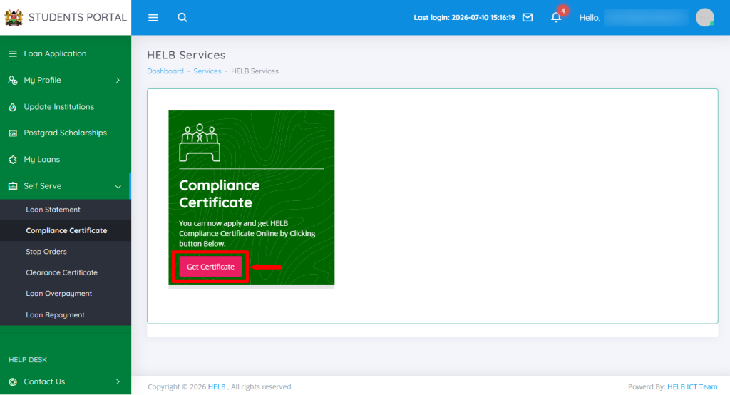 Click on Get Certificate