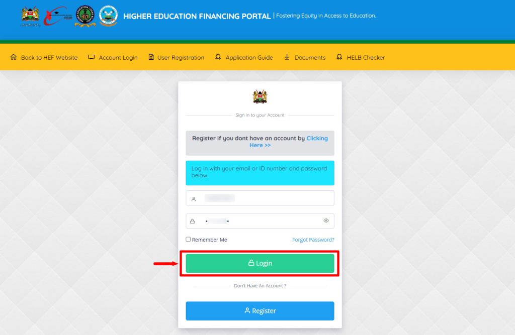Click on Login