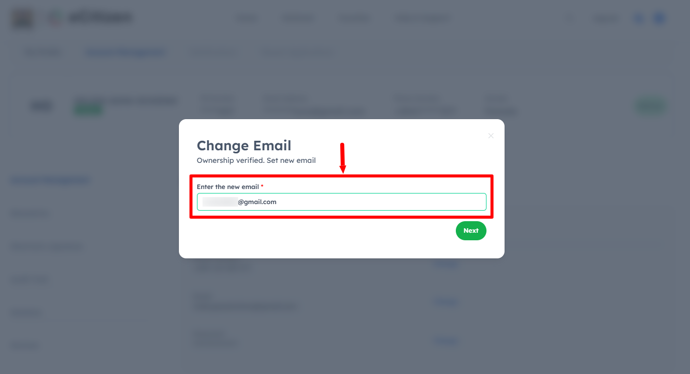 Enter New Email Address