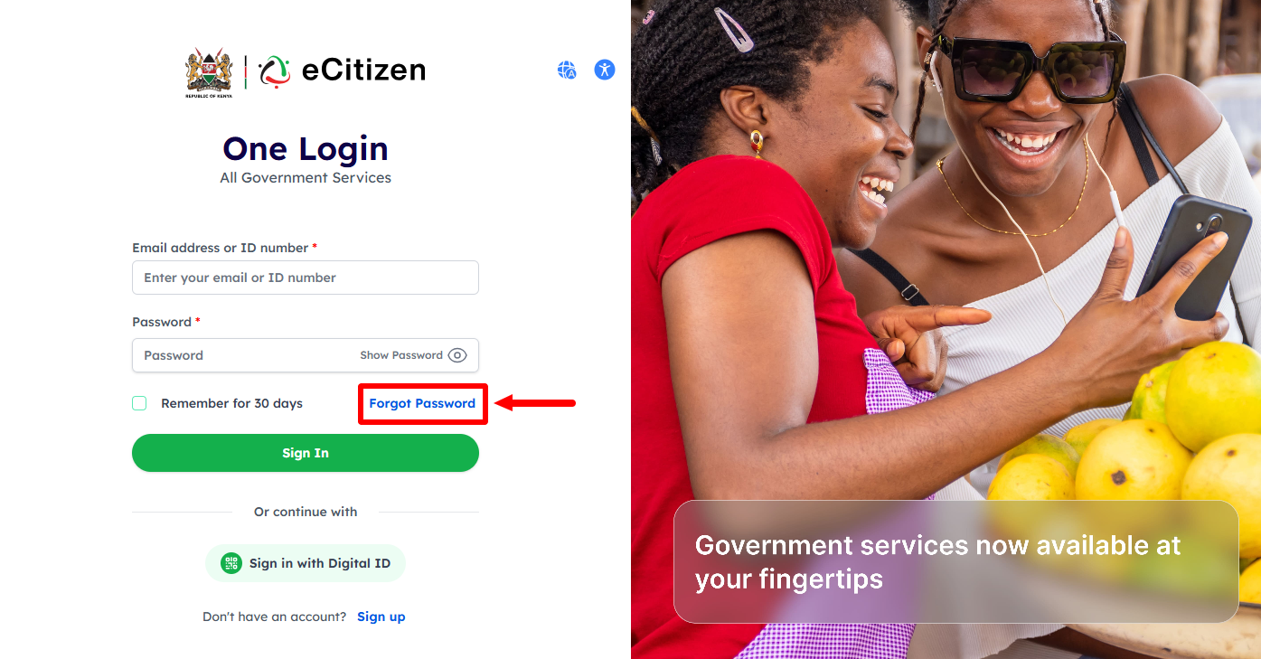 click on forgot password