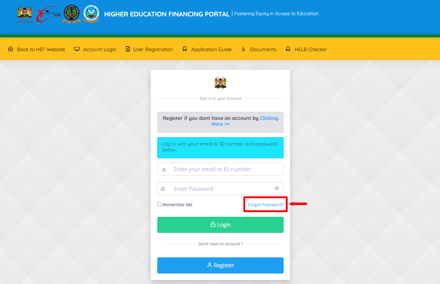 click on forgot password