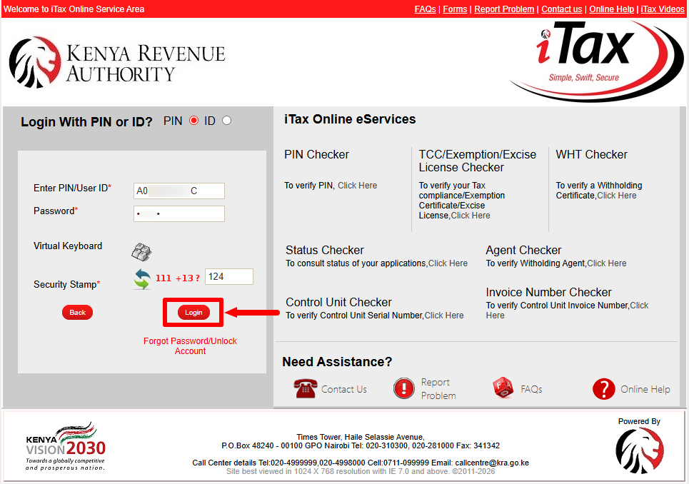click on login button