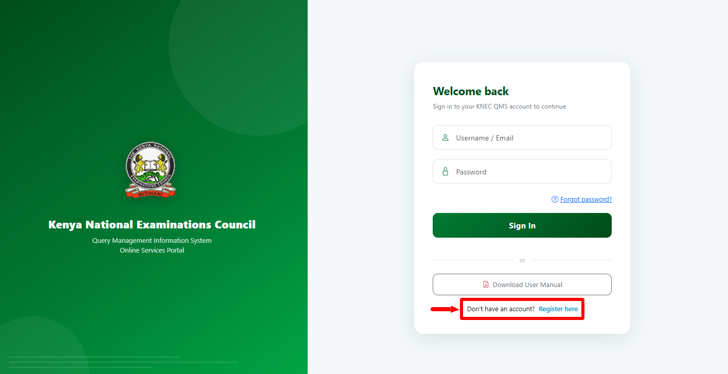 click on register button