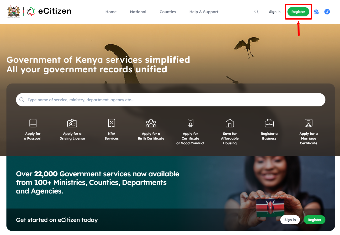 click on register