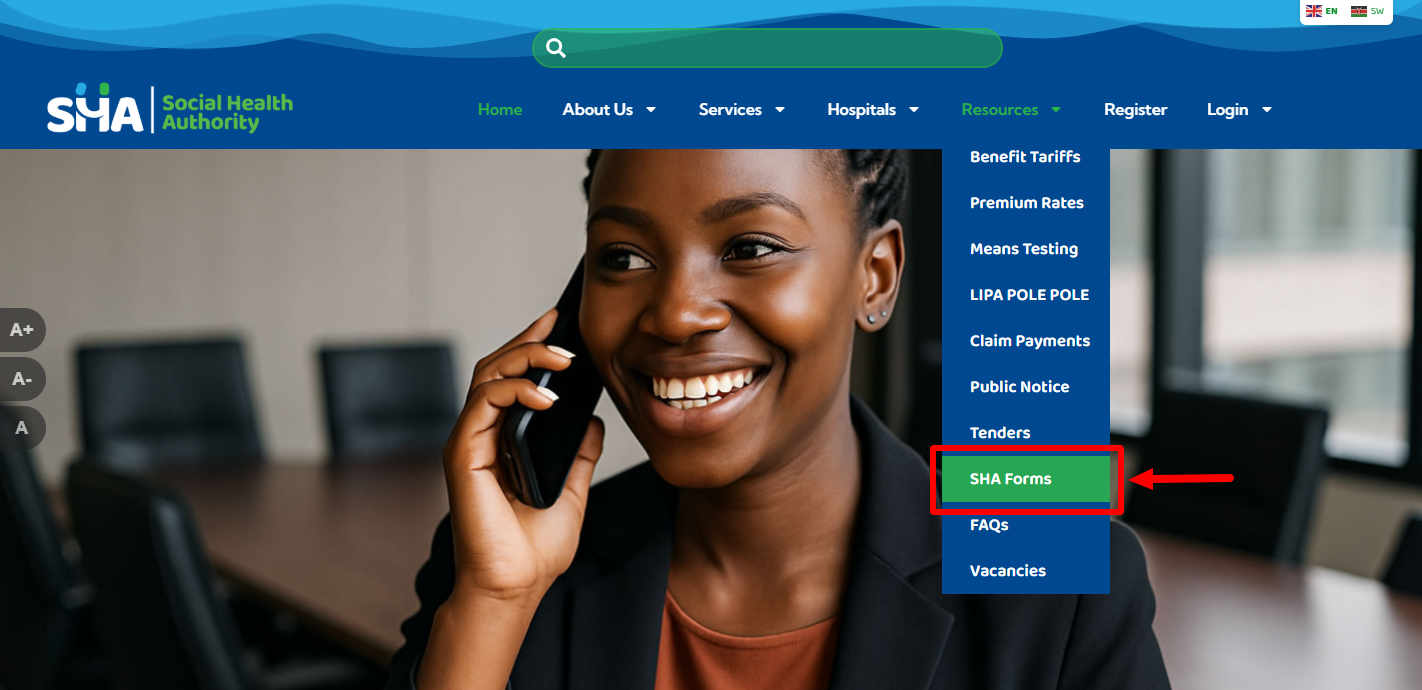 click on resources then sha forms