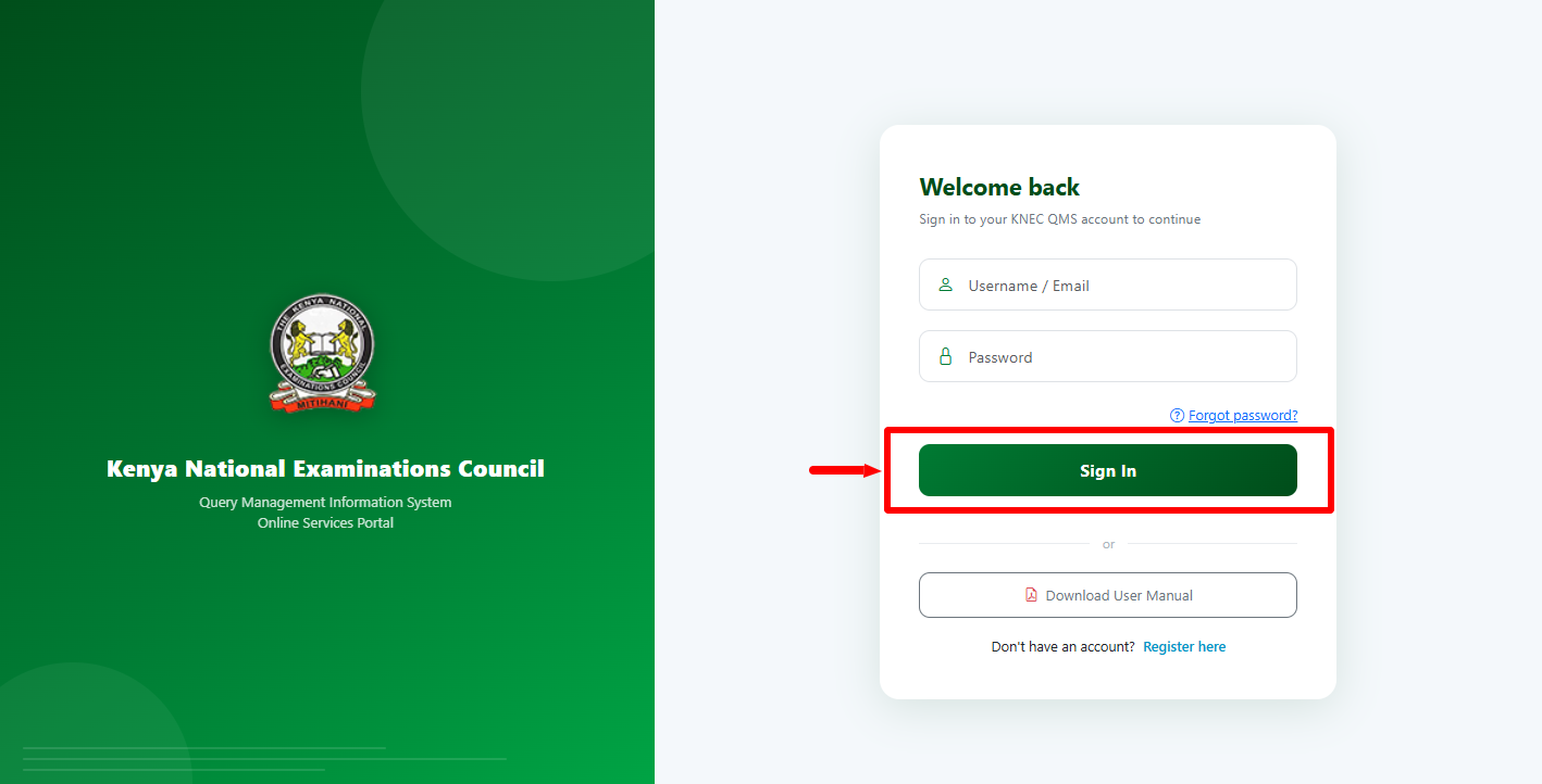 click on sign in button
