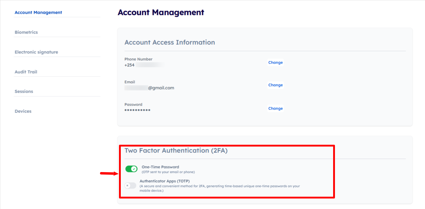 disable eCitizen Two-Factor Authentication (2FA)