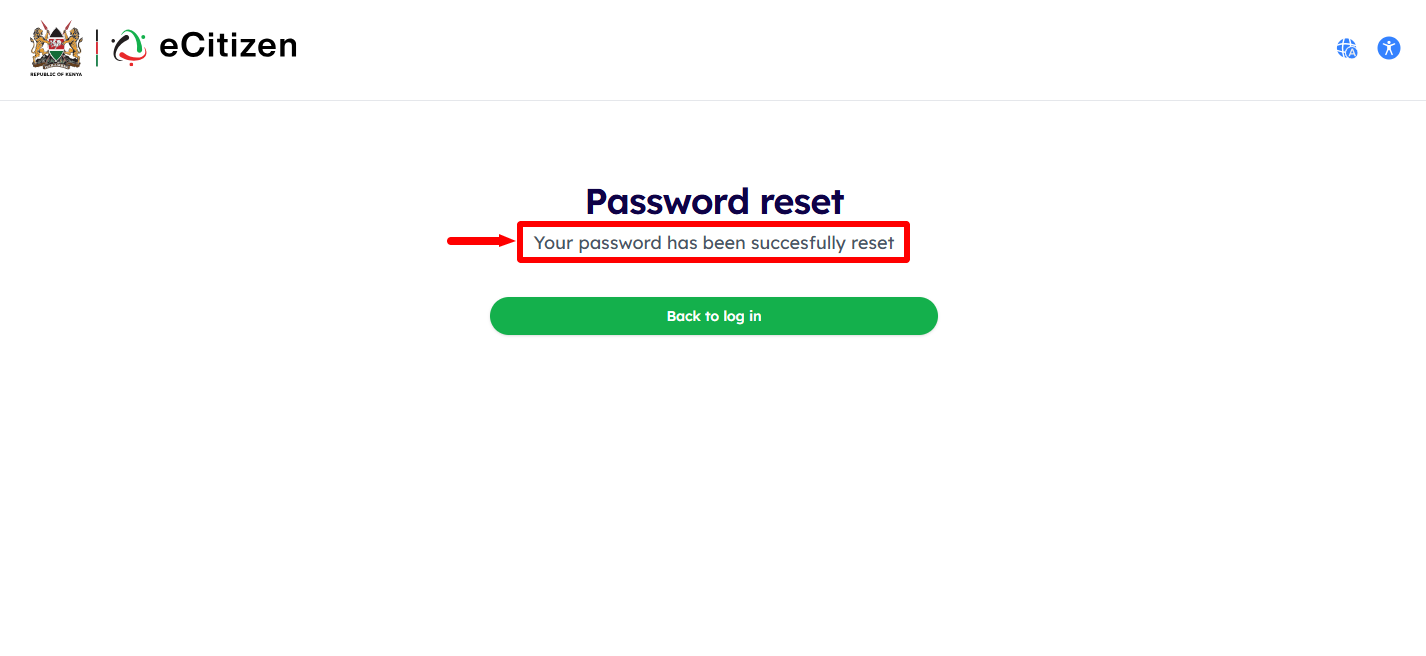 ecitizen password has been reset successfully