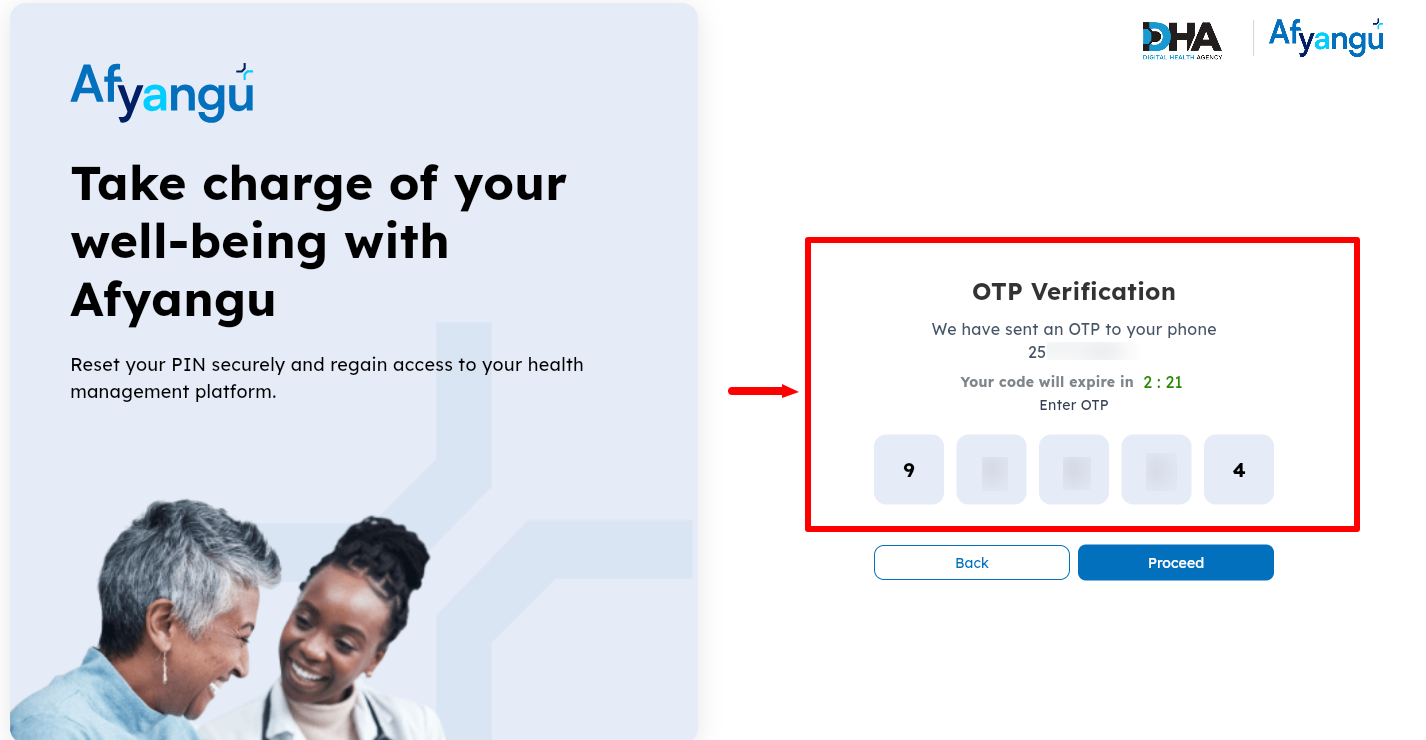 enter afyayangu otp verification code