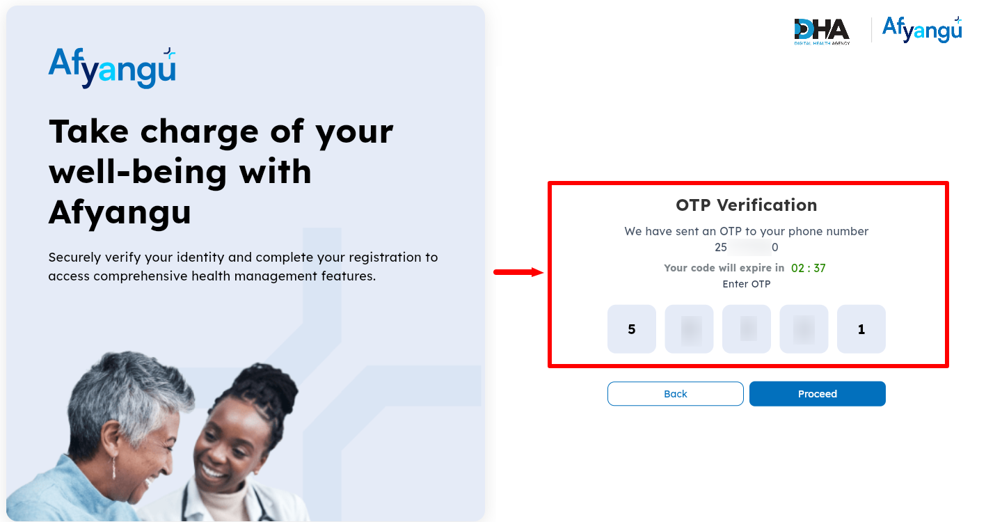 enter afyayangu otp verification code