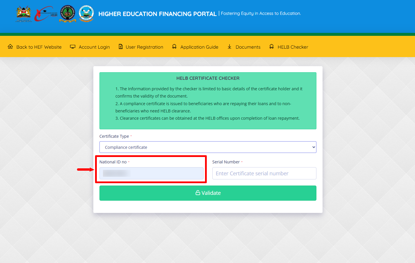 enter id number