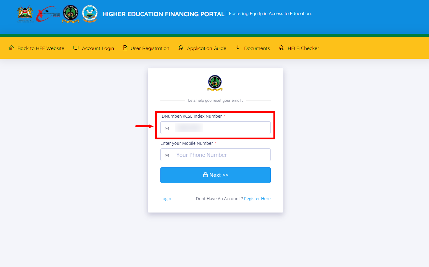 enter id number