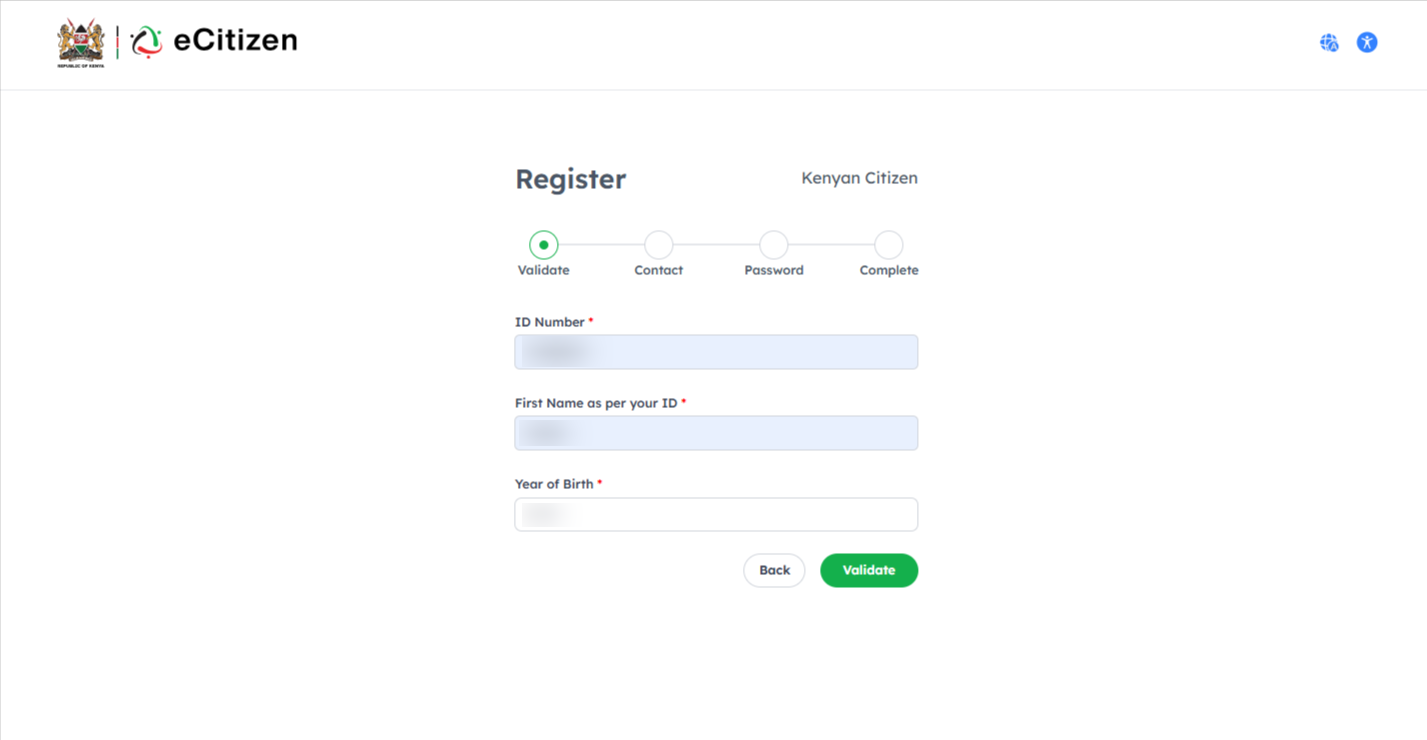 enter id number, first name and year of birth
