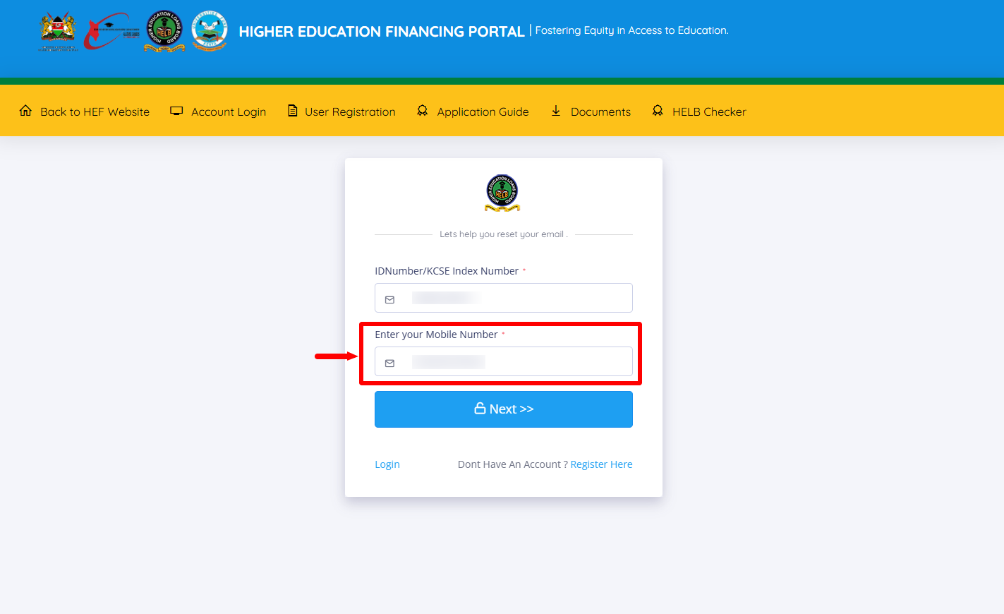 enter your mobile number (phone number)