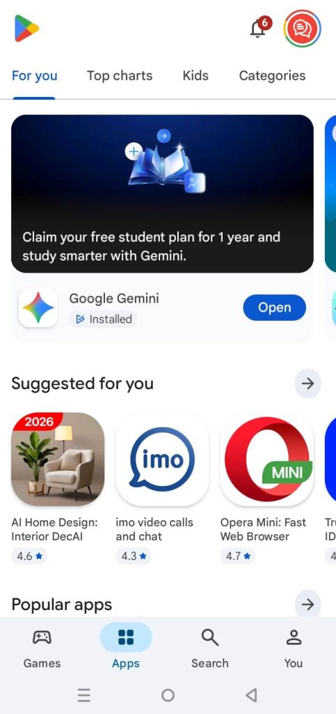 open google play store