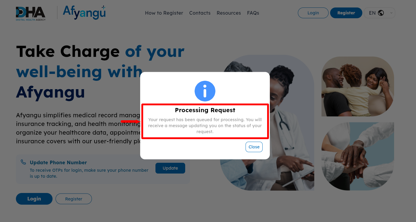 processing request