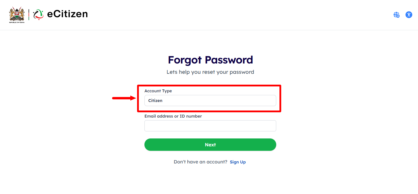 select account type