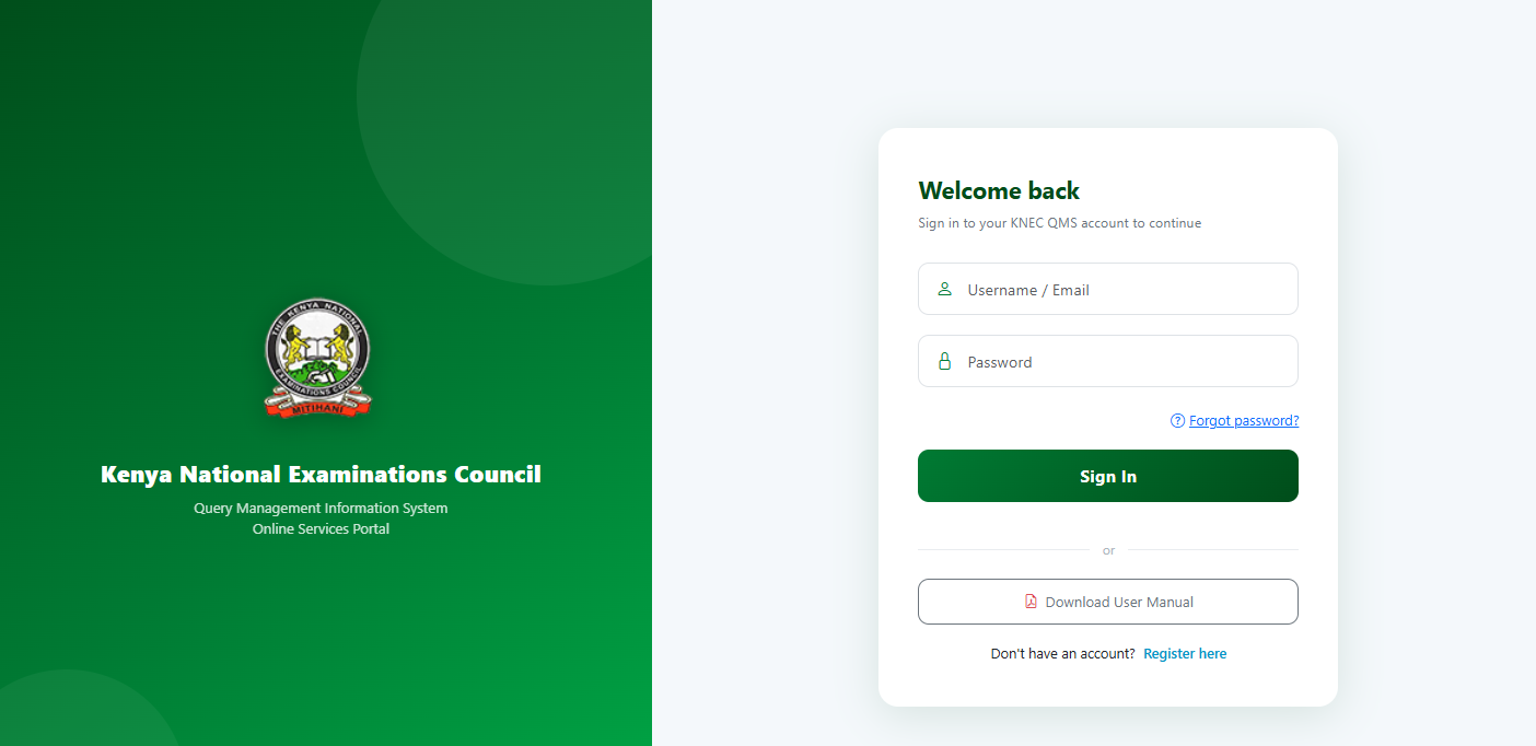 visit knec qmis portal