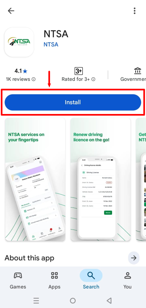 click on install