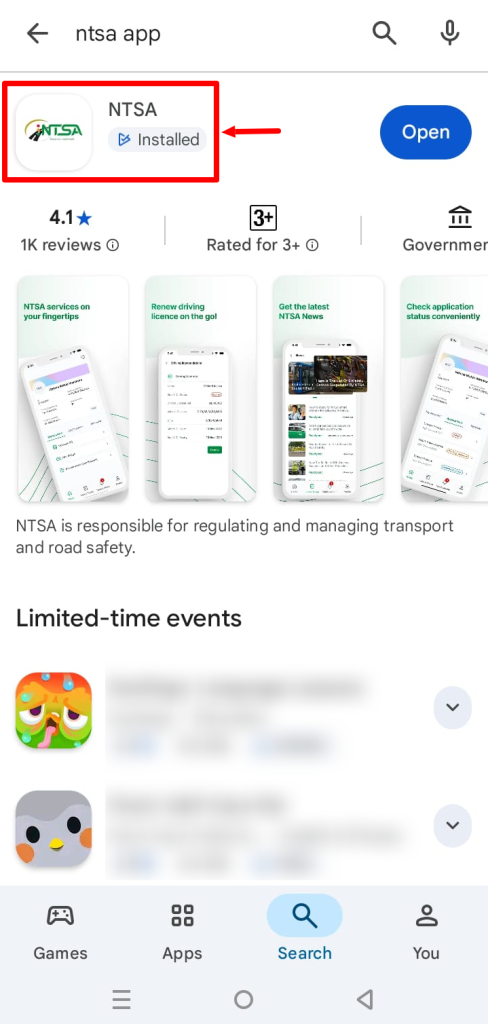 installing ntsa app