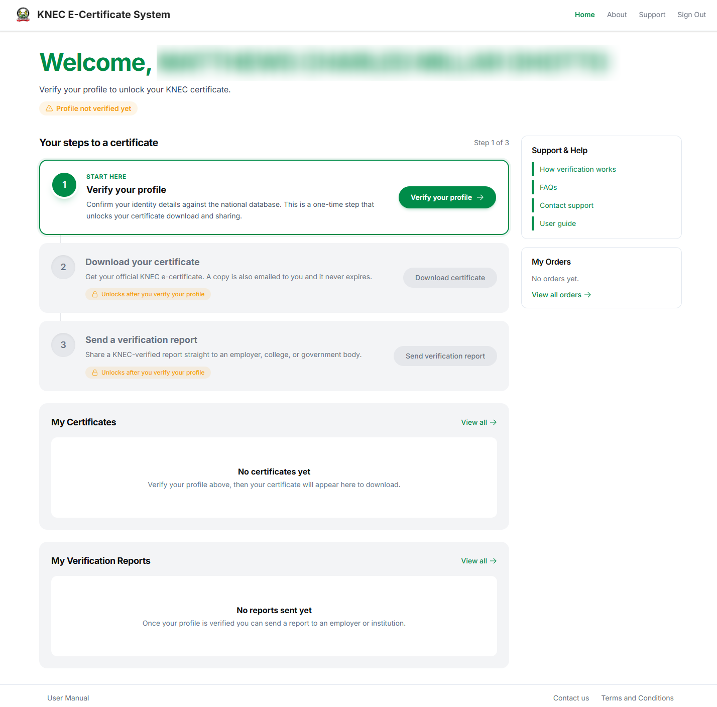 knec e-certificate system dashboard