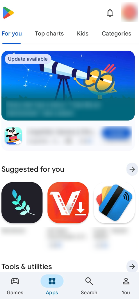 open google play store