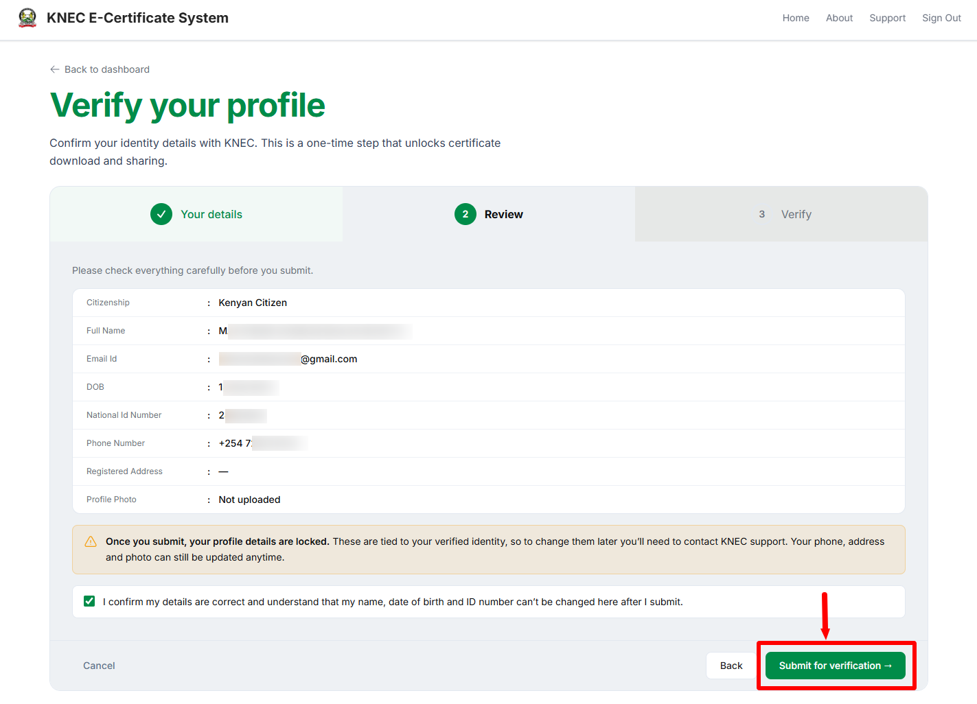 review your details