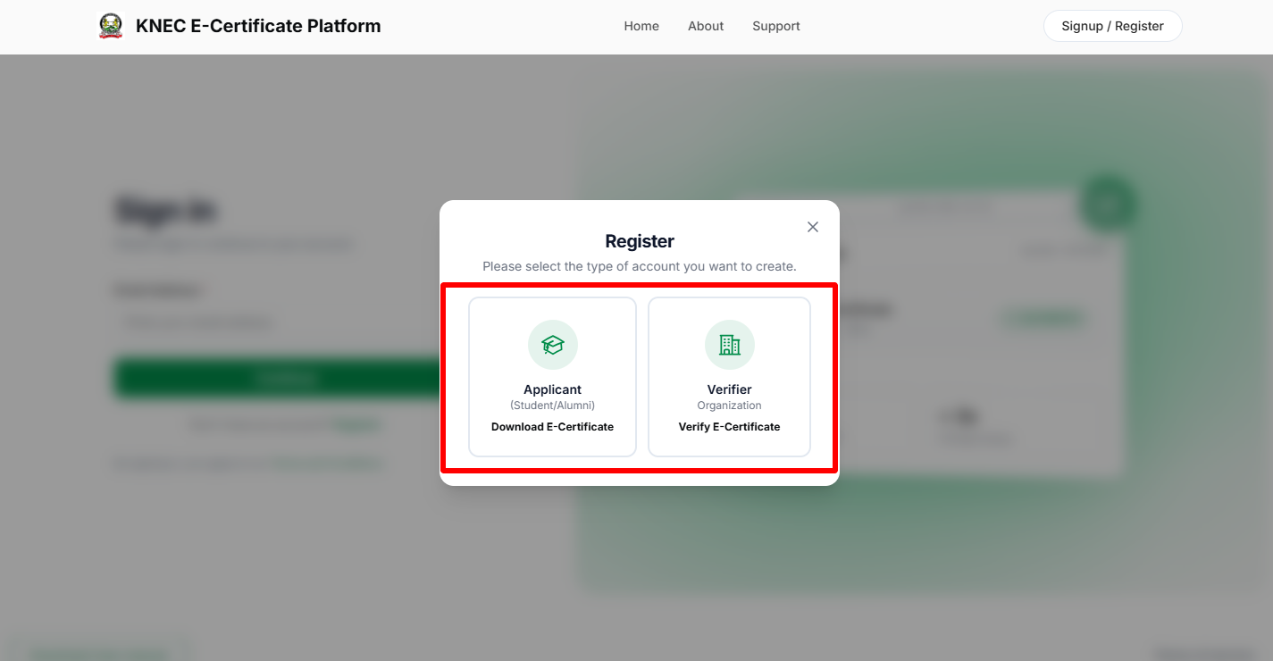 select account type