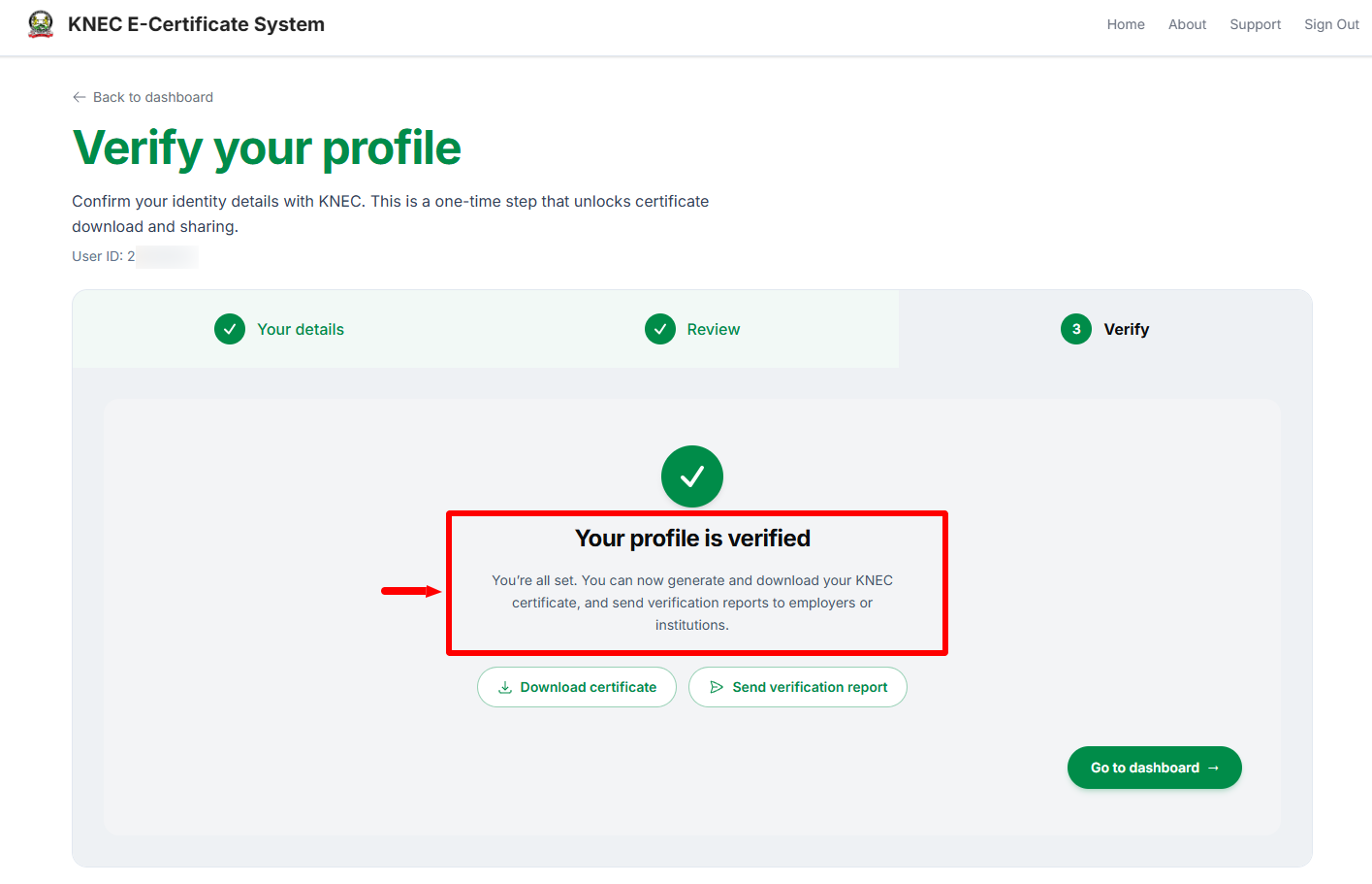 your profile is verified